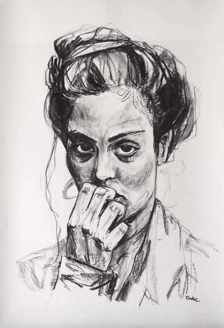 Charcoal portrait drawing